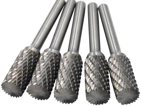10Pcs/set 3/8 Dia Flat Cylinder Burrs Solid Carbide Heavy Duty Grinding Heads Chamfering Abrasion Industrial Deburring Rotary Tools for Straight Edges Surfaces Bottom Holes