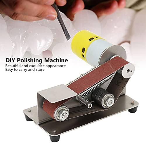Mini Belt Sander,AC110‑240V Electric Polishing Grinding Belt Machine Aluminum Alloy Micro Knife Sharpener DIY Bench Sanding Machine with 10 Sanding Belt for Metal Wood Polishing(US Plug 895-200W)
