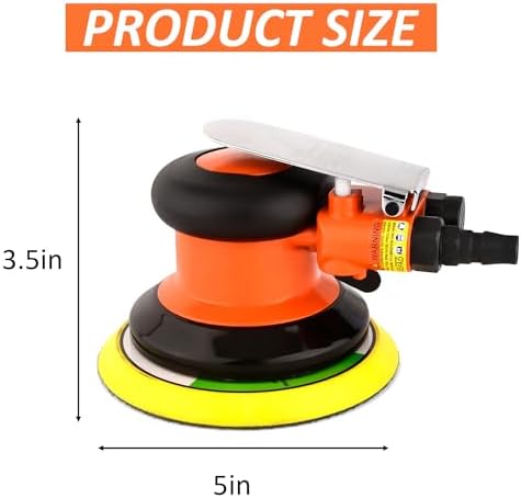 5” Pneumatic Random Orbit Sander Air Tool Air Powered,Palm Sander,Air Sander for Auto body Automotive,Wood Working
