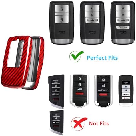 T-carbon Key Fob Cover Fits Acura MDX 2023,Real Glass Fiber Key Fob Case Fits Acura 2022 RDX RLX NSX ILX TLX TLX-L CDX Key Shell Protector Keyless Smart Remote Accessories RED
