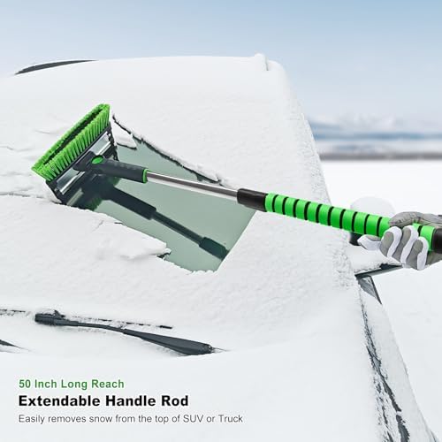 SEAAES 50 Inch Truck Snow Brush and Ice Scraper with Squeegee