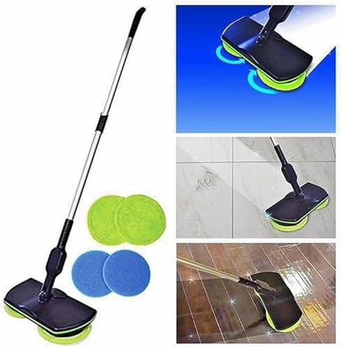 Electric Floor Mop,Floor Cleaner Machine with 2 Microfiber Pads and 2 Polisher Pads,Cordless Floor Cleaning Spin Mop Polisher Scrubber for Home Hardwood Tile PVC Floor,135CM