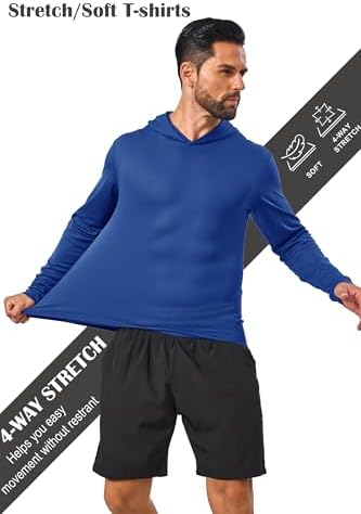 Men’s 5 Pack Sun Protection Long Sleeve Hoodie Rash Guard SPF Lightweight Quick Dry UV Shirts Outdoor Fishing Active Wear