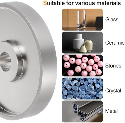 HARFINGTON Diamond Lapidary Wheel 6 Inch x 1 Inch Arbor Hole Grit: 1800 Grinding Wheels for Stone, Marble, Glass, Ceramics, Crystal, Carbide, Steel