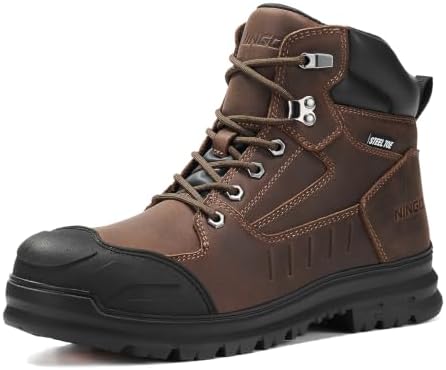 NINGO Steel Toe Work Boots for Men with TPU Protective Cap, 6 Inch