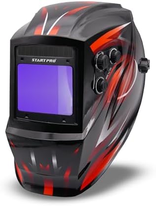 StartPro Auto Darkening Welding Helmet, Large Viewing, True Color, Wide Shade Range DIN 4/5-9/9-13, 4 Arc Sensors, TIG, STIK, MIG, CUT, SAW, Flux cored, Plasma, Grinding mode
