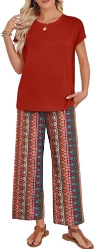 WIHOLL Two Piece Sets for Women Summer Spring Outfits Lounge Sets Beach Vacation Clothes Airport Travel Matching Clothing