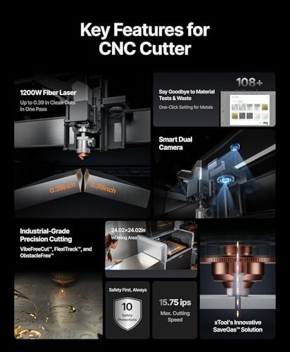 xTool MetalFab 1200w 4-in-1 Laser Welding Machine CNC Cutter and AP2 Max Air Purifier, 400mm/s Precise Cutting, 8X Faster Than TIG, 108+ presets, Cut 10mm Carbon Steel, Industrial Grade Laser Welder