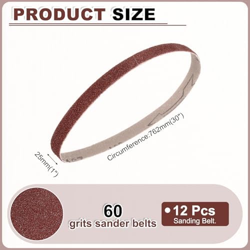 HARFINGTON 1 x 30 Inch Sanding Belts, 12 Pcs 60 Grits Aluminum Oxide