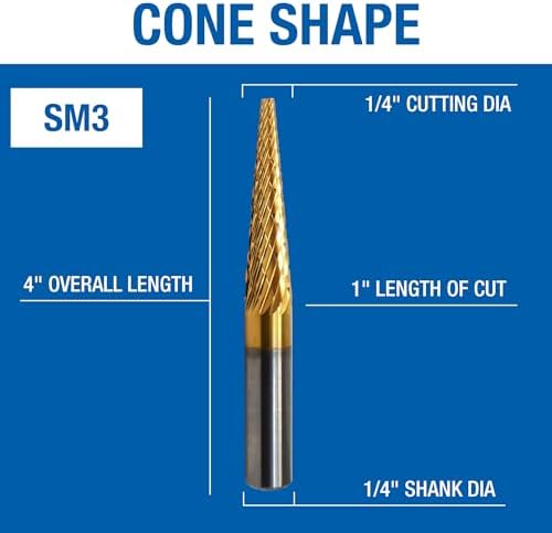 Champion Cutting Tool SM3 Double Cut TiN Coated Carbide Bur