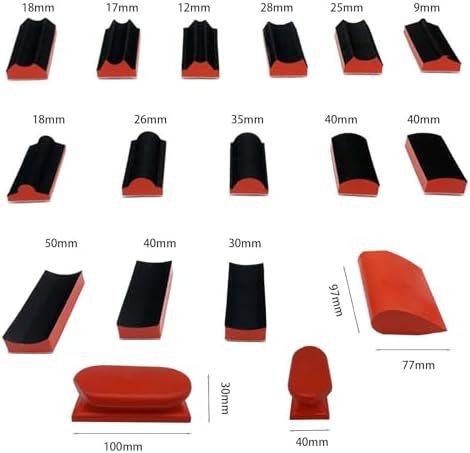 16pcs Hook and Loop Sanding Block Kit with 40pcs Sandpaper Sheets,Interchangeable Assorted Contoured Profile Sanding Pad Tools Set,Hand Sand Chassis for Wood Furniture,Auto Paint and DIY Crafts