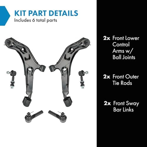 TRQ Front Steering & Suspension Kit Control Arm with Ball Joint Sway Bar