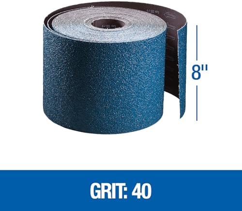 Mercer Industries 402040 Zirconia Cloth Floor Sanding Roll, 8" x 25 yd, Grit 40X