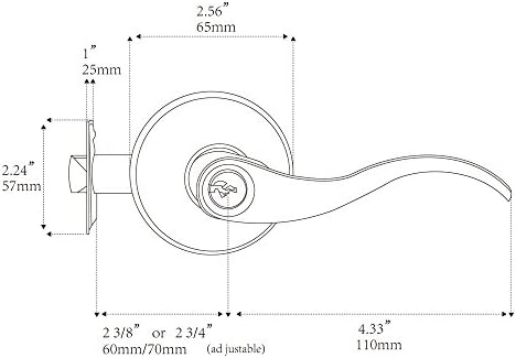 6 Pack of HENYIN Wave Lever Door Lock/Door Knob Hardware Handle and Closet Lockset, Silver Color, Bathroom Version Without Key,Right Hand (805SN-R-Bk-6)