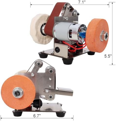 3-In-1 Mini Belt Sander, Small Bench Grinder Kit with 7 Speed Adjustable Power Polisher and DIY Polishing Grinding Tool,for Metal Wood DIY Handcraft, Tool & Knife Sharpening