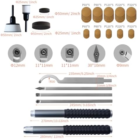 RUITOOL Wood Lathe Tools Set with Carbide Lathe Tools and Bowl Sander