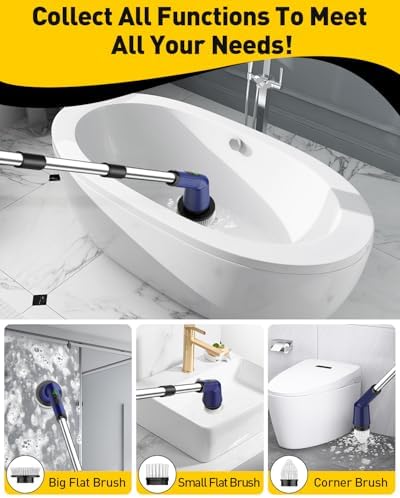 Electric Spin Scrubber for Bathroom, Shower Scrubber with Long Handle