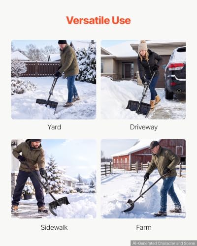 VEVOR 18" Poly Snow Shovel for Driveway with Assisted Handle