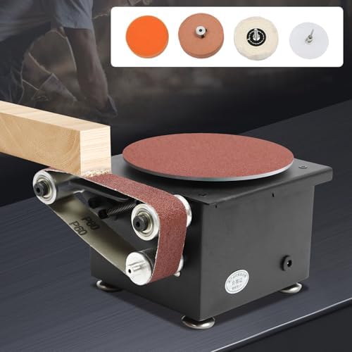 Mini Belt Disc Sander, 100W 8500RPM Bench Grinder Small Spindle Sander Machine for Wood Metal Stone Diy Grinding (100W)
