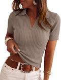 PRETTYGARDEN Women's Short Sleeve Sweater Polo Shirts