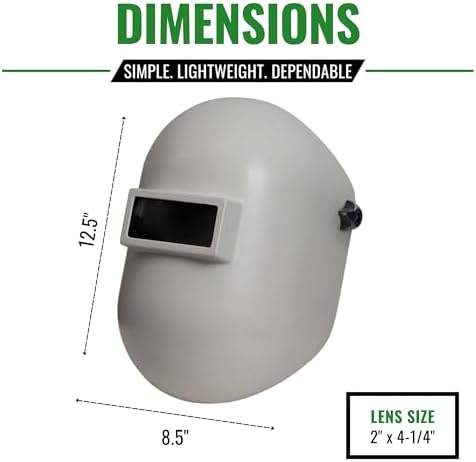 Pipeline Welding Helmet Hood, 2" x 4-1/4" Shade 10 Lens, Fiberglass Pipeliner Welding Hood with Ratchet Headgear