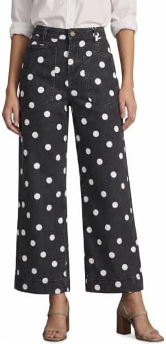 Cicy Bell Womens Cropped Wide Leg Jeans High Waisted Baggy Denim Ankle Pant