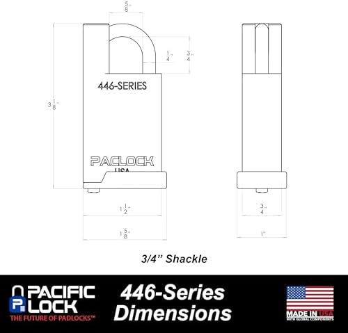 PACLOCK's UCS-446A Shrouded Single Post Padlock for Pelican® Storm Cases & Milwaukee® PACKOUT™, Slim Shoulder for Limited Rotation, Prevents Cutting Attempts, Silver, 2 Keys, Keyed Different