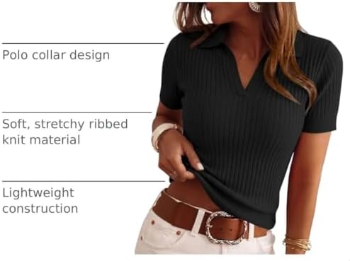 PRETTYGARDEN Women's Short Sleeve Sweater Polo Shirts