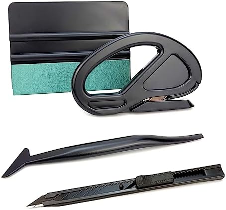Car Vinyl Wrapping Tools Glass Tinting Kit, Window Film Application Kit, Wallpaper Smoothing Tools with Felt Squeegee, Safety Vinyl Cutter, Retractable 9mm Utility Knife, and Edge Wrapping Squeegee