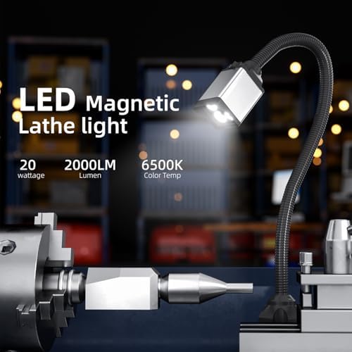 2026 LED Work Light, Flexible Gooseneck Lamp, 2000 Lumen Machine Light for Lathe CNc Milling Drill Press Sewing Machine IndustrialLighting,120V (BASE FIX)