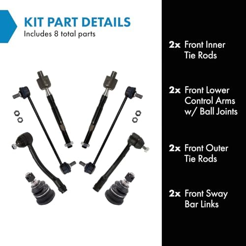 TRQ Front Steering & Suspension Kit Ball Joint Sway Bar Stabilizer Link Tie