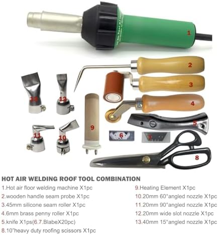 Hot Air Welding Gun PVC Professional Roofing Welding Kits 120V Welding PVC TPO EPDM Single Ply Roofing Membranes 1600W Welding Vinyl Flooring Coverings Linoleum Thermoplastics