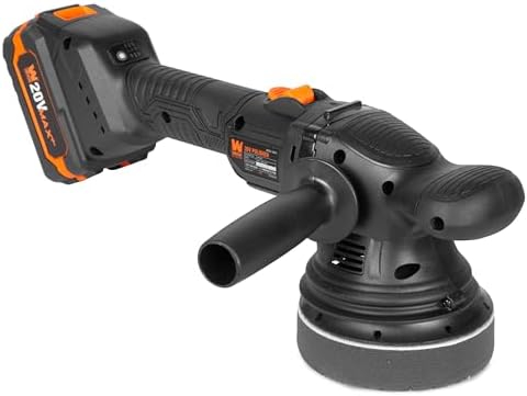 WEN 20V Max Cordless 5-Inch Dual Action Polisher and Waxer Kit with 4Ah Battery, Charger, and Polishing Pads (20875)