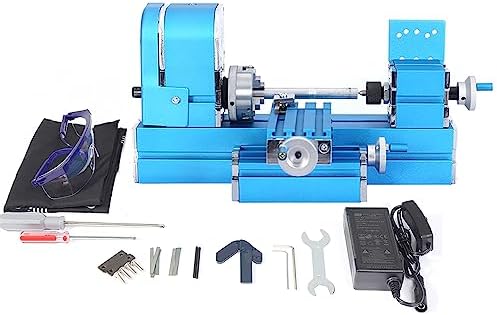 Universal Mini Metal Lathe Machine Motorized Metalworking DIY Tool Benchtop Woodworking for Hobby Science Education Modelmaking W10003M AC100V~240V (24W Lathe)