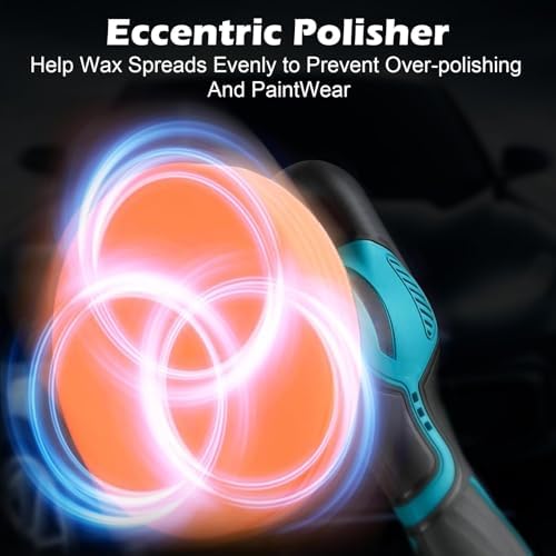Cordless Car Buffer Polisher kit, Car buffer Waxer Kit with 8 Variable Speed, 5 Types Grinding Discs & 2x2000mAh 21V Batteries for Waxing, Polishing & Scratch Removal