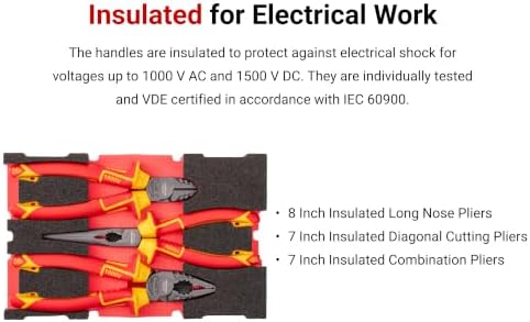 TEKTON Insulated Pliers Set, 3-Piece | PLR96002