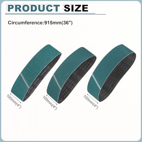 HARFINGTON 4 x 36 Inch Sanding Belts, 9 Pcs 24/60/120 Grit
