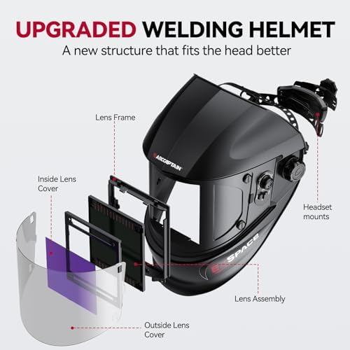 ARCCAPTAIN Welding Helmet, 3.94"×3.66" Auto Darkening Welding Hood