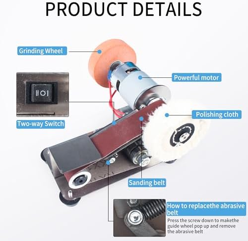 Multifunctional Mini Belt Sander, Electric Knife Sharpener, 15 Degree Belt Grinder,7 Adjustable Speed Buffer Polisher Knife Sharpening System for Kitchen Knives, Wood, Plastic, Crafts