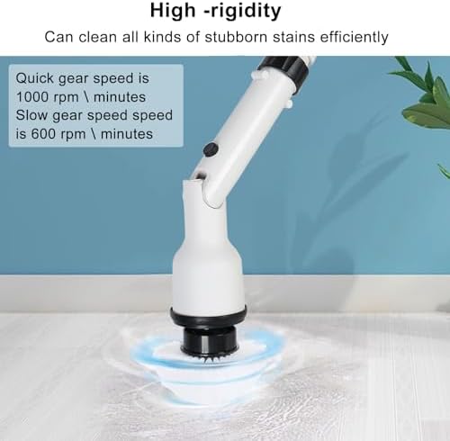 Talent Star Electric Spin Scrubber, 120W Shower Scrubber Cordless Cleaning Brush with 2 Batteries & 1 Charger, 4 Replacement Brush Heads, Telescopic Rod Electric Scrubber for Bathroom Tub Tile Floor