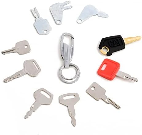 10 Heavy Construction Equipment Ignition Keys Sets with Keychain for Caterpillar Case JD Hyster Komatsu Keys Heavy Equipment
