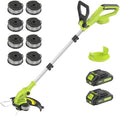 Electric String Trimmer Cordless with 2x2.0Ah Battery, 20V Weed Wacker Weed Eater with Charger, 12-inch Lawn Mover & Edger Lawn Tool, Powered Grass Trimmer Spool Line for Yard, Garden, Foldable Shaft