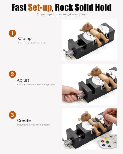 Smart Mini Fractal Vise, Heavy Duty Drill Press Vise Bench Vise Clamps, Portable Table Fractal Jaws, Fixed Tool for Woodworking, Handcraft Creations, Metal, Cutting Conduit, Drilling, Irregular Object