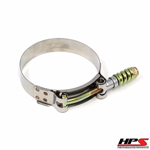 6X HPS SLTC-265 Spring Loaded Stainless Steel T-Bolt Clamps SAE 56 for 2-3/8" ID Hose, Effective Size 2.64" - 2.95", Polish
