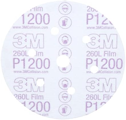 3M Hookit Finishing Film Abrasive Disc 260L, 01068, 6 in, Dust Free, P1200, 100 Discs per Carton