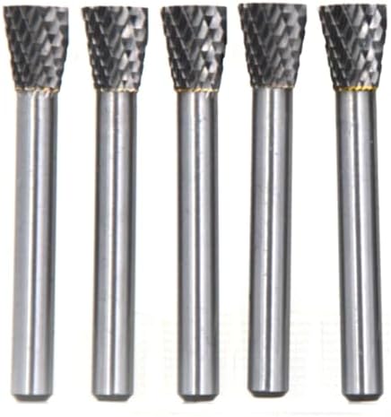 5Pcs/set 1/2 Dia.Inverted Cone Burrs Heavy Duty Solid Carbide Grinding Heads Chamfering Abrasion Industrial Deburring Rotary Tools for Inverted Angle Holes Dovetailed Slots.