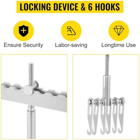 VEVOR Dent Pull Lever Bar, 6 Claw Hook Dent Puller, Single Leg Lifter Portable Dent Pull Bar Aluminum Alloy for Car Dent Repairing