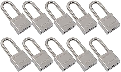 Unity Marine Padlock Keyed Alike 100% Stainless Steel Weatherproof for Sea, Boat, Port, Gate, Anti-Pick (10,40mm Long Shackle)