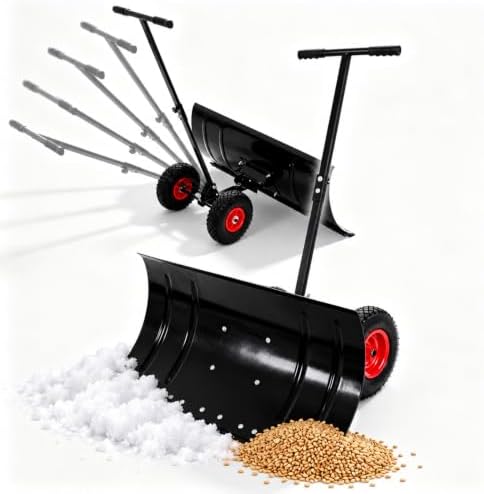 Snow Shovel with Wheels, 29.1" Wide Blade (Single Rod)