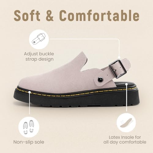 Athlefit Women's Slip On Suede Clogs with Back Strap